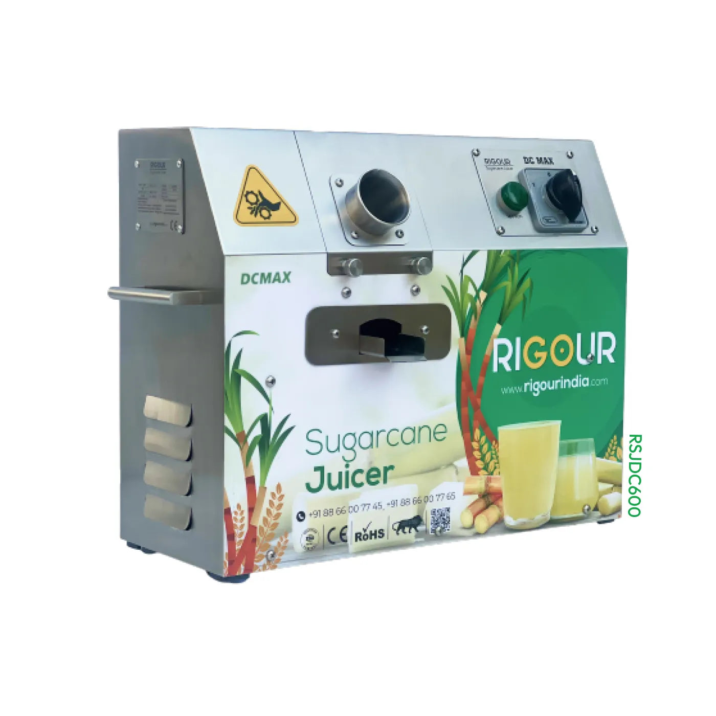 DCMAX RSJDC6003 sugarcane juice machine with stainless steel body
